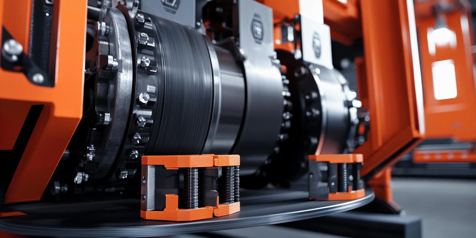An automotive production line hoist in operation