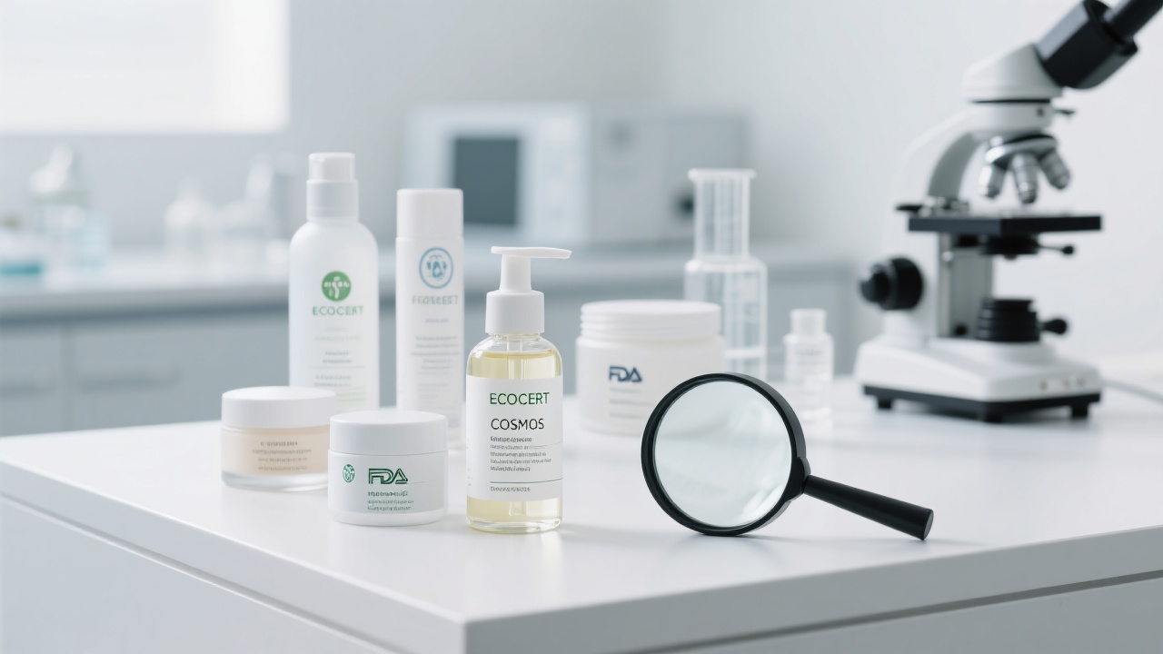 Comparison chart of common skincare ingredients under ECOCERT certification criteria