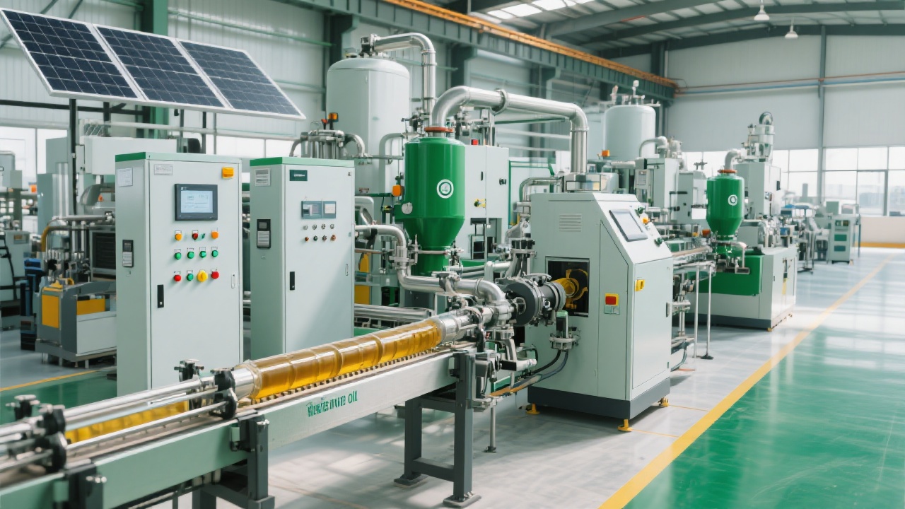 An image showing the environmental - friendly features of the rice bran oil production line