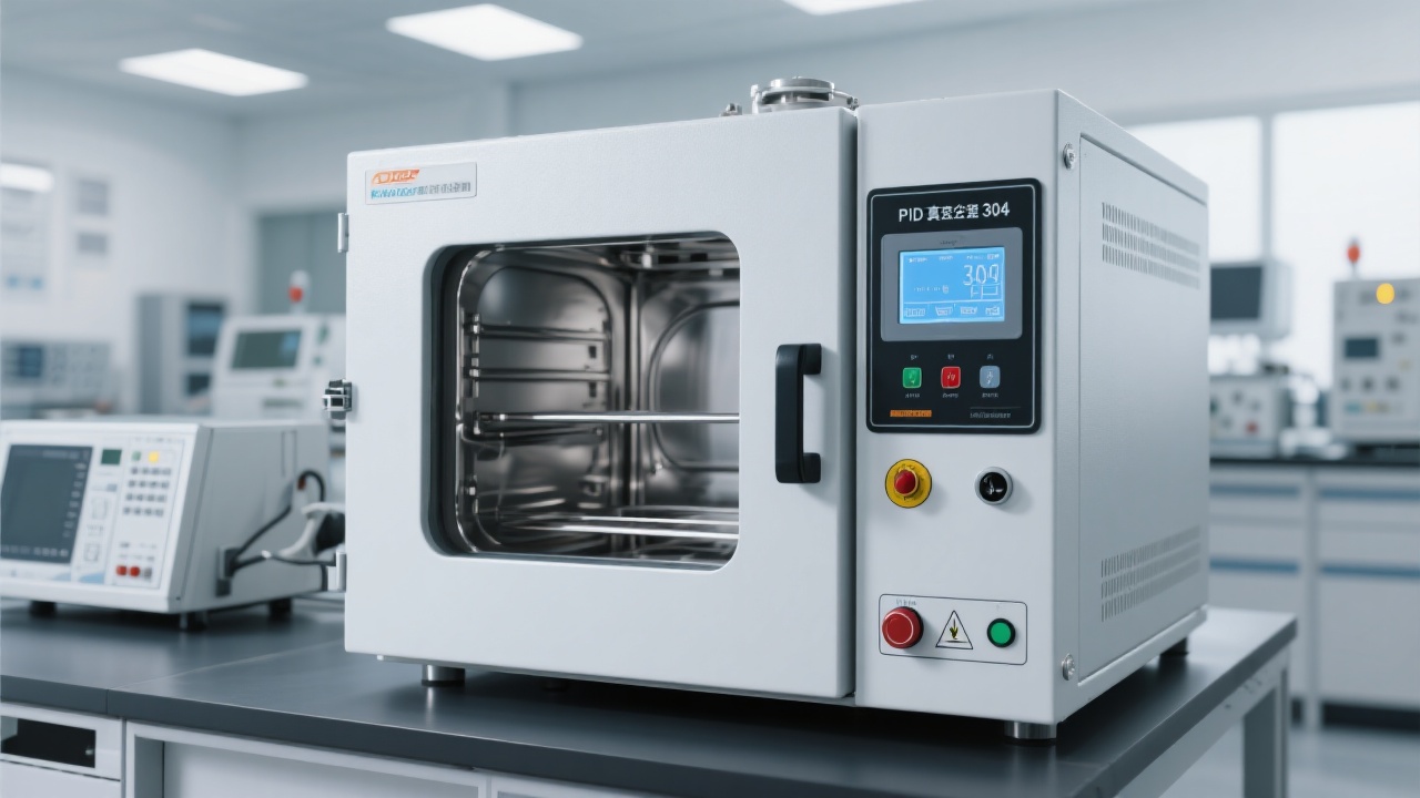 DZF-6500工业真空烘箱内部304不锈钢腔体特写，展示光滑无痕的金属表面，体现抗腐蚀能力