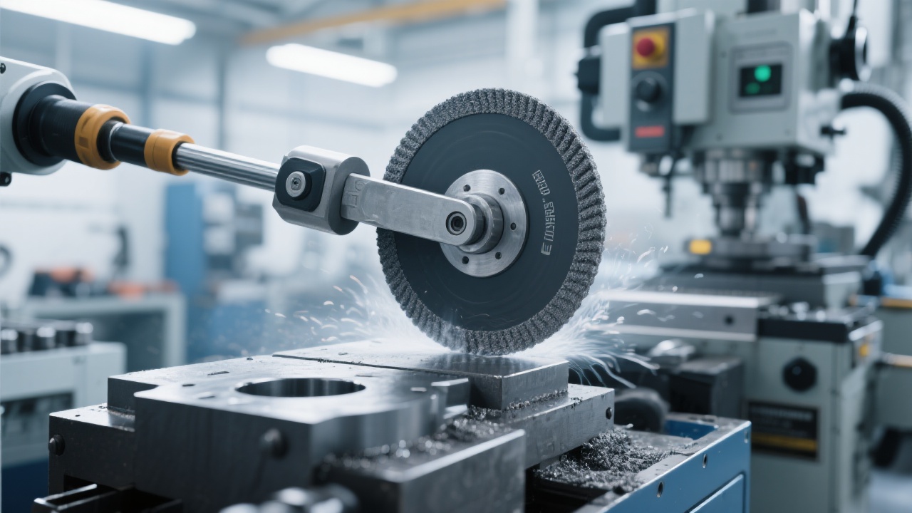 Brazed diamond grinding disc in operation