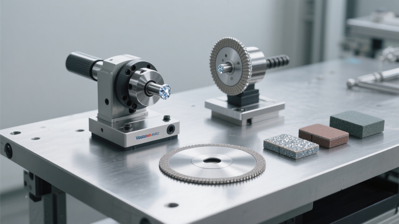 Vacuum brazed diamond cutting grinding wheel in operation, demonstrating low dust emission and high precision
