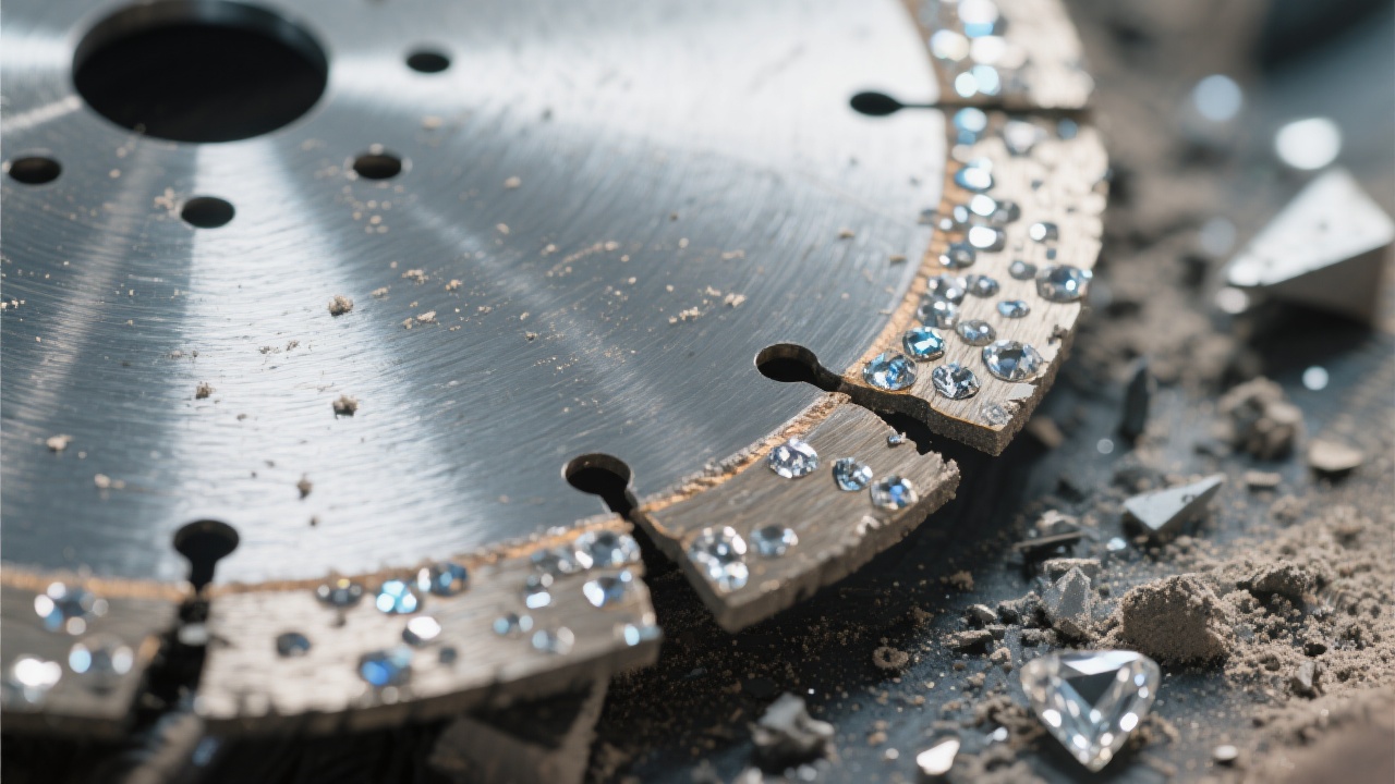 Industrial operator holding UHD 400 Series diamond cutting blade with clean metal cuts in background
