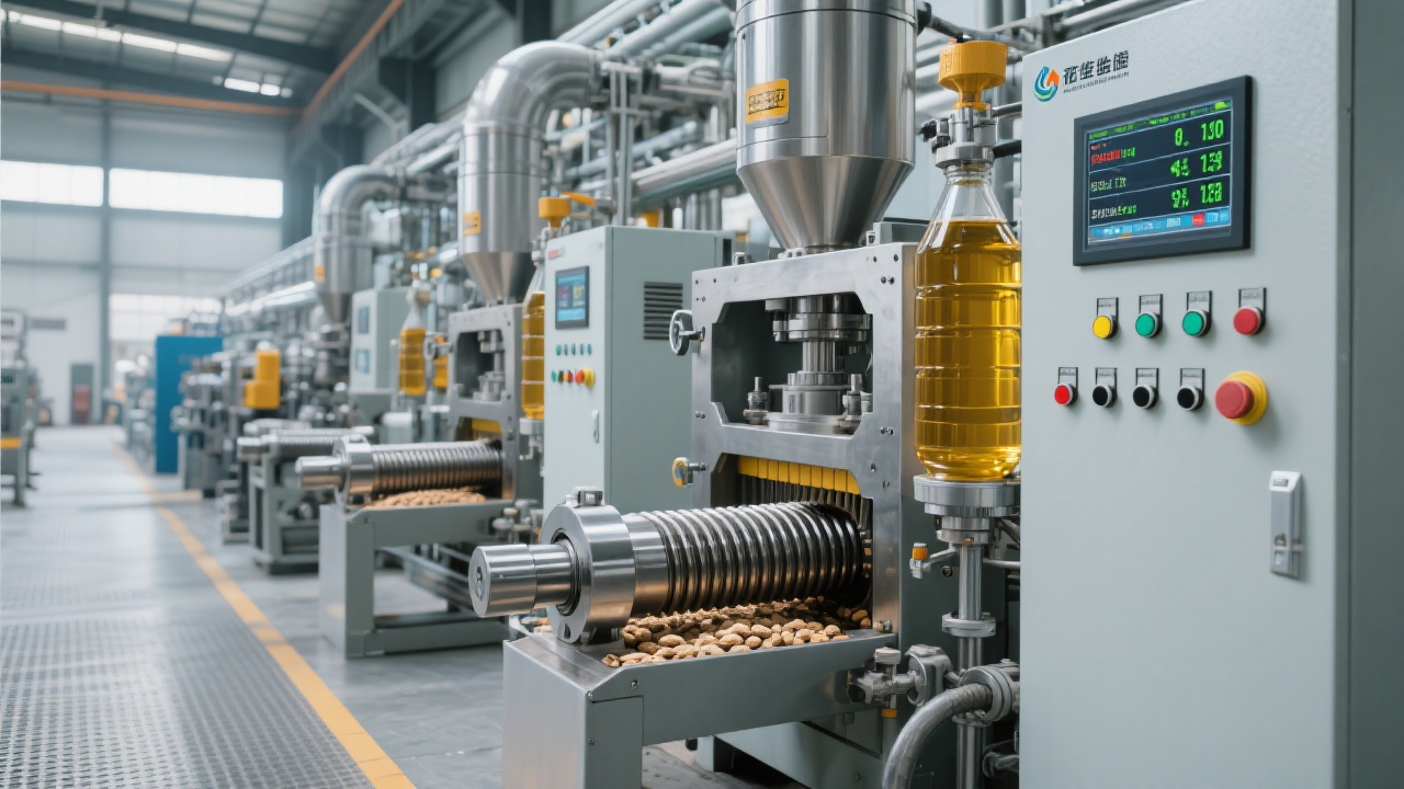 全自动花生油压榨机工作场景