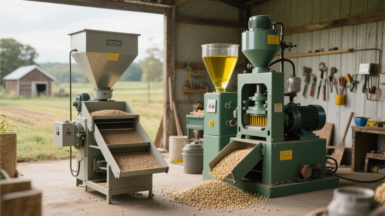 Schéma détaillé des composants d’une ligne de production d’huile de palmiste illustrant la personnalisation