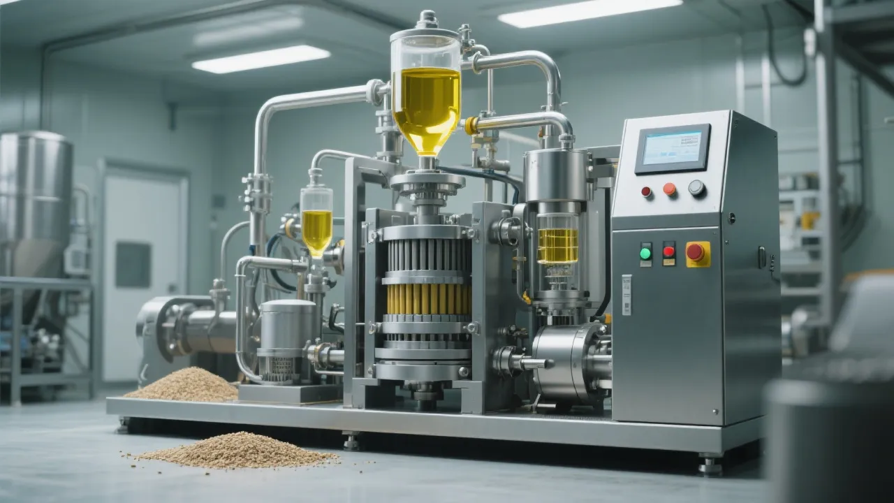 Multi-stage filtration process diagram illustrating pre-filtration, fine filtration, and adsorption stages for industrial oil purification