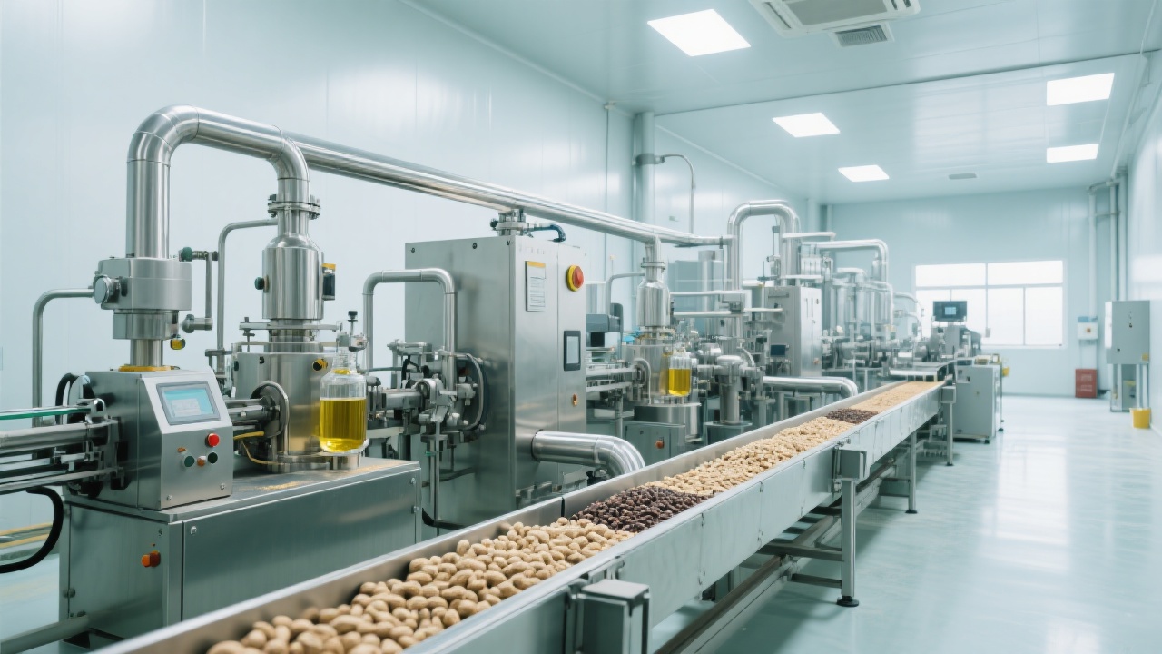 Vue d'une ligne de production d'huile de colza moderne