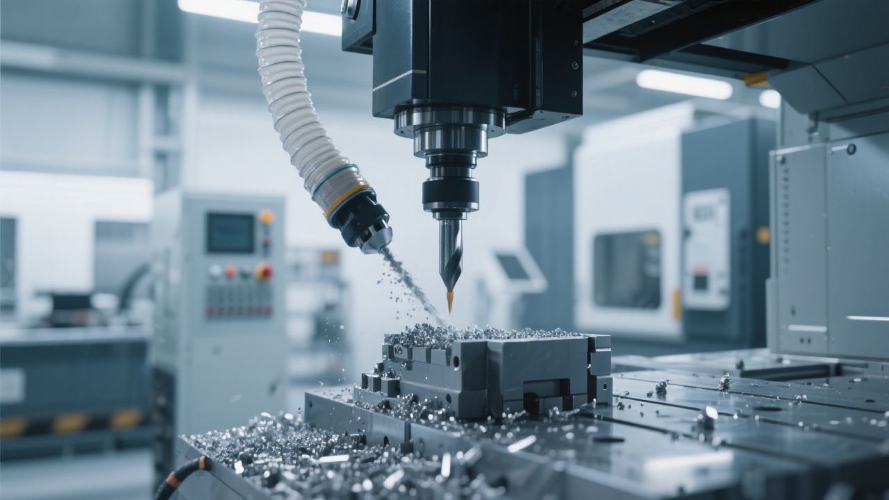 Cross-sectional view illustrating fully sealed enclosure structure in graphite machining center