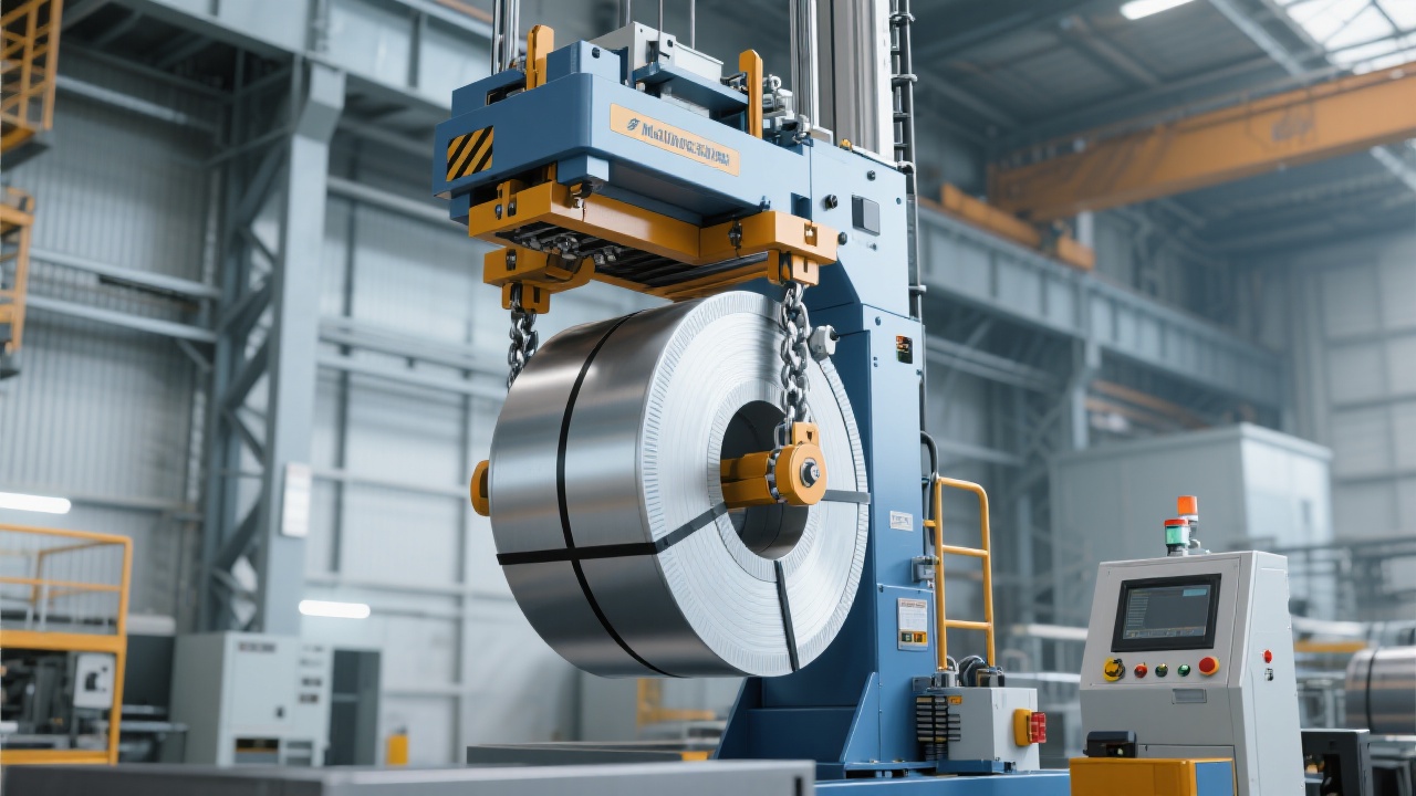 Close-up view of an alloy steel clamp gripping a steel plate in a busy port environment, showing its durable surface finish and secure grip.