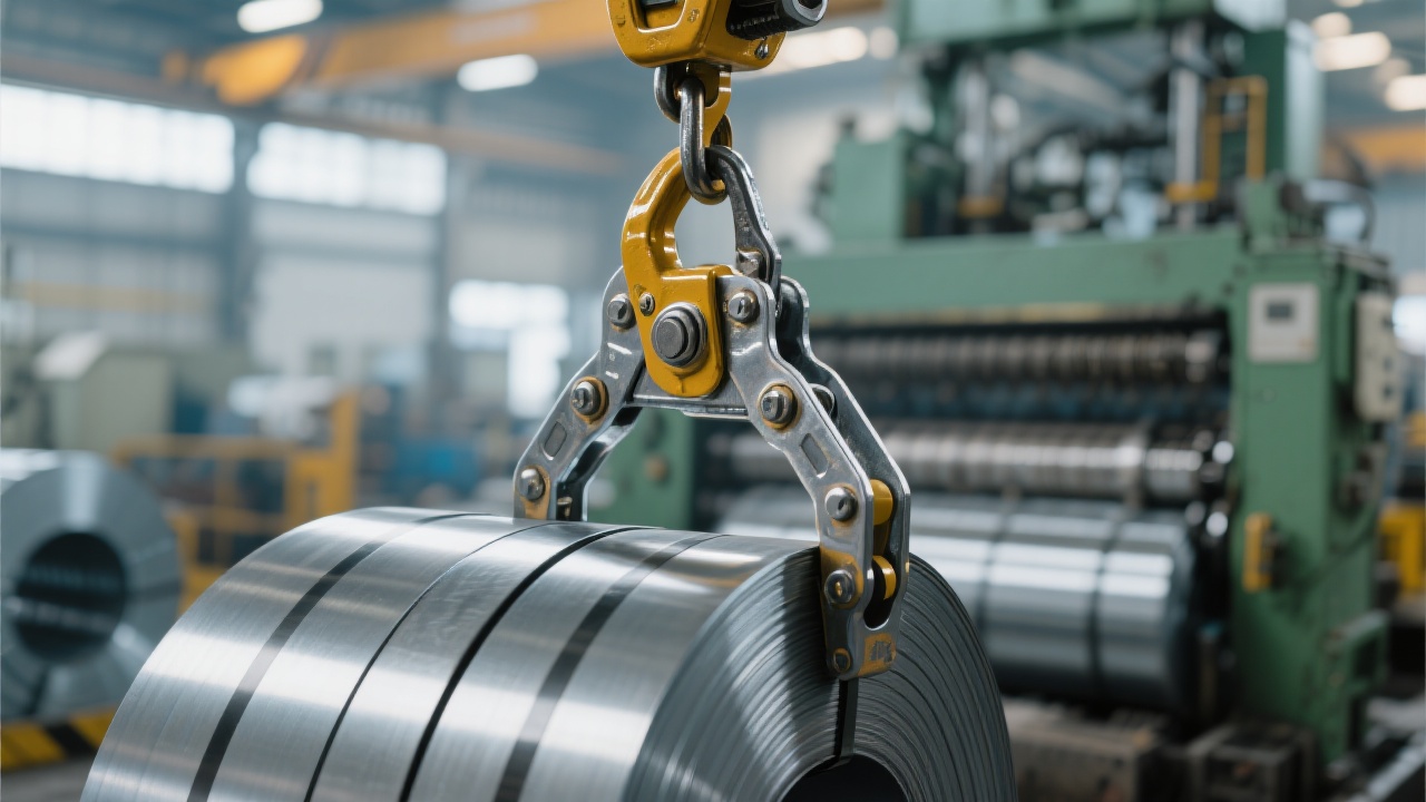 Workers using high-strength plate clamps at a warehouse