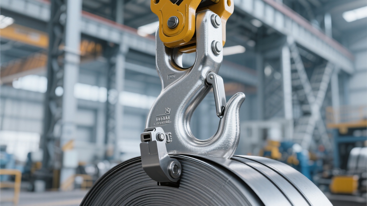 High-strength alloy steel slab clamp in operation at a steel manufacturing plant