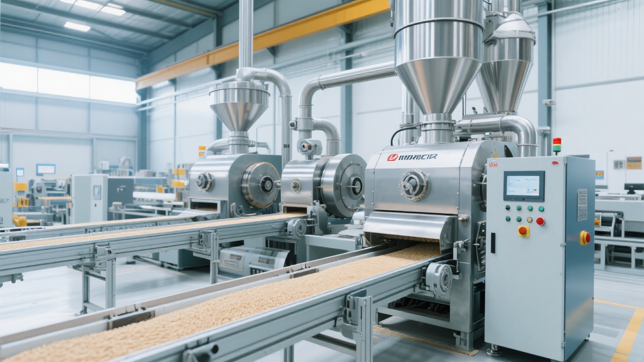 Fully automated sesame oil production line illustrating cleaning, pressing, and filling stages under ISO9001 standards