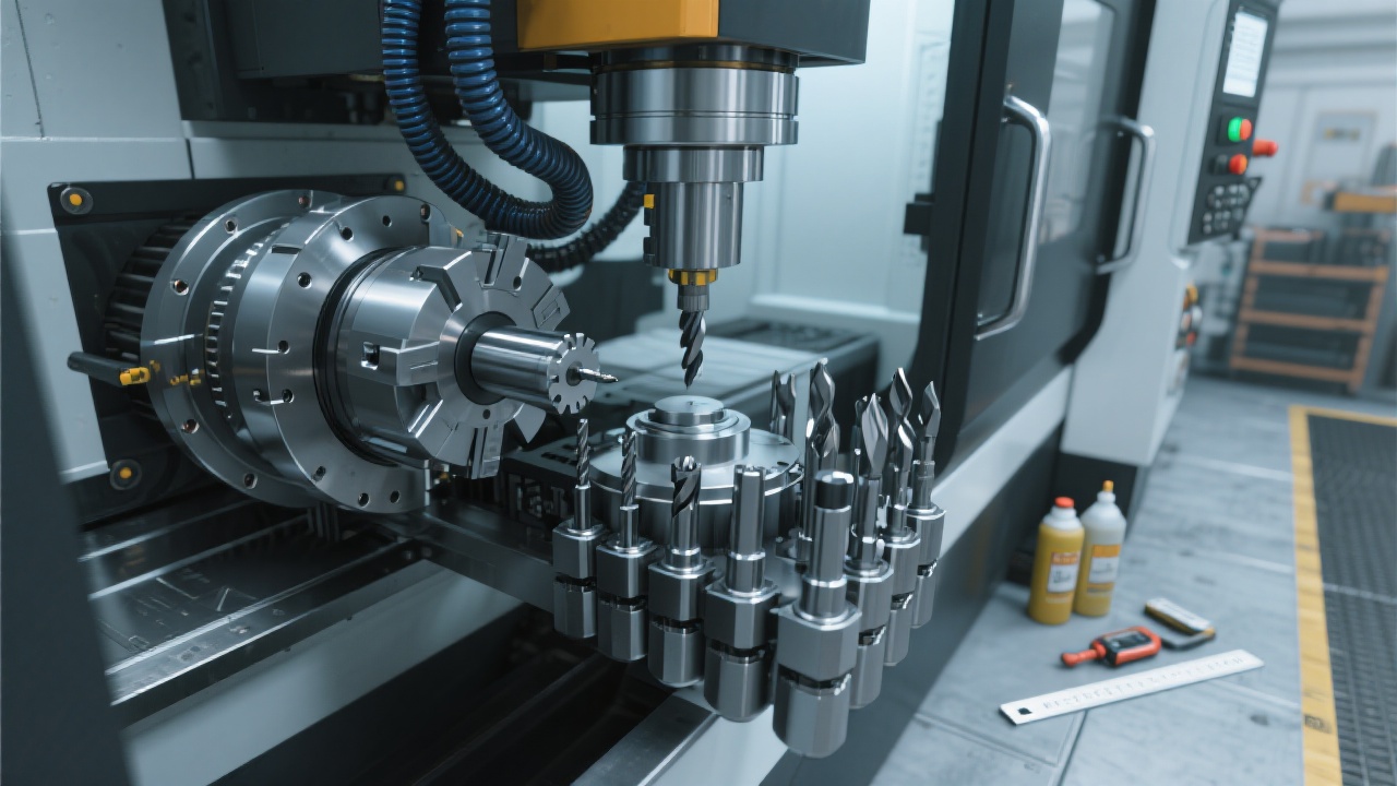Diagram illustrating maintenance points on a side-mounted tool magazine for vertical machining centers