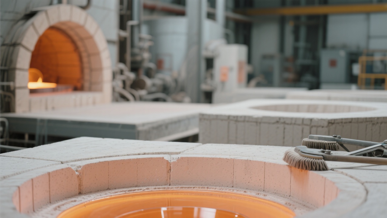 Comparison of intact vs. cracked red zirconia refractory brick after thermal cycling test