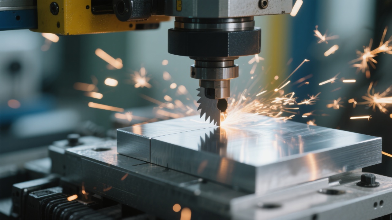 صورة لآلة قطع العينات المعدنية في المنشأة الصناعية