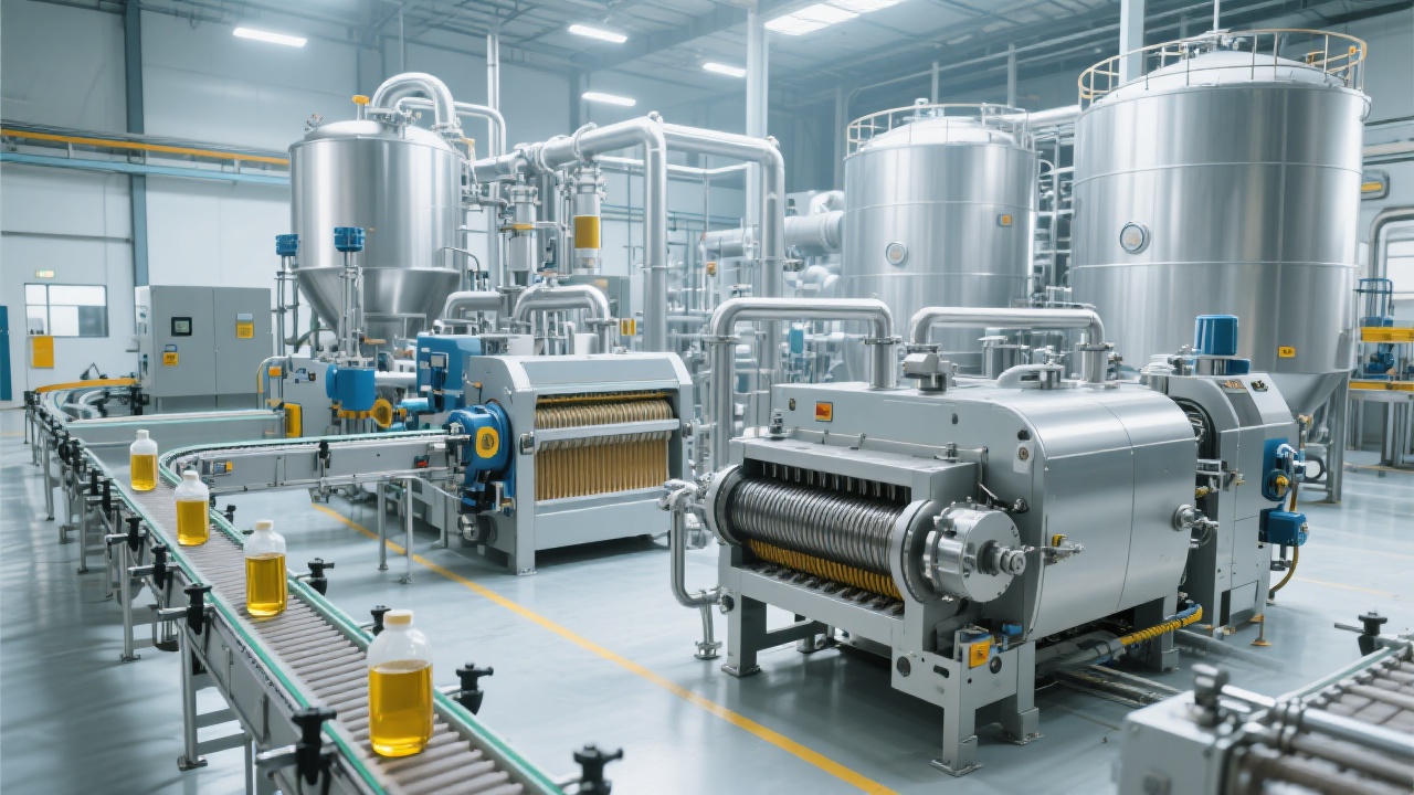 Machine de pressage d’huile moderne et écologique du Groupe Pingouin en fonctionnement industriel