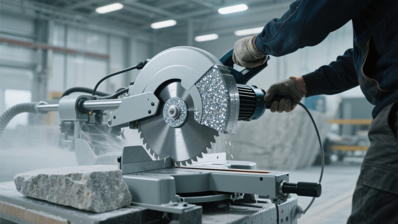 Brazed diamond blade cutting through stainless steel with minimal dust and heat generation