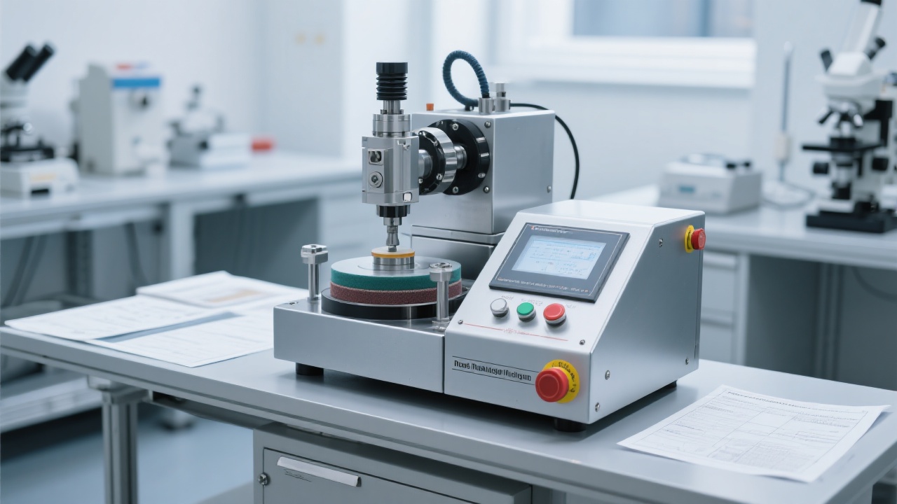 أداة تثبيت مخصصة تُستخدم لتأمين عينة غير منتظمة الشكل أثناء القطع