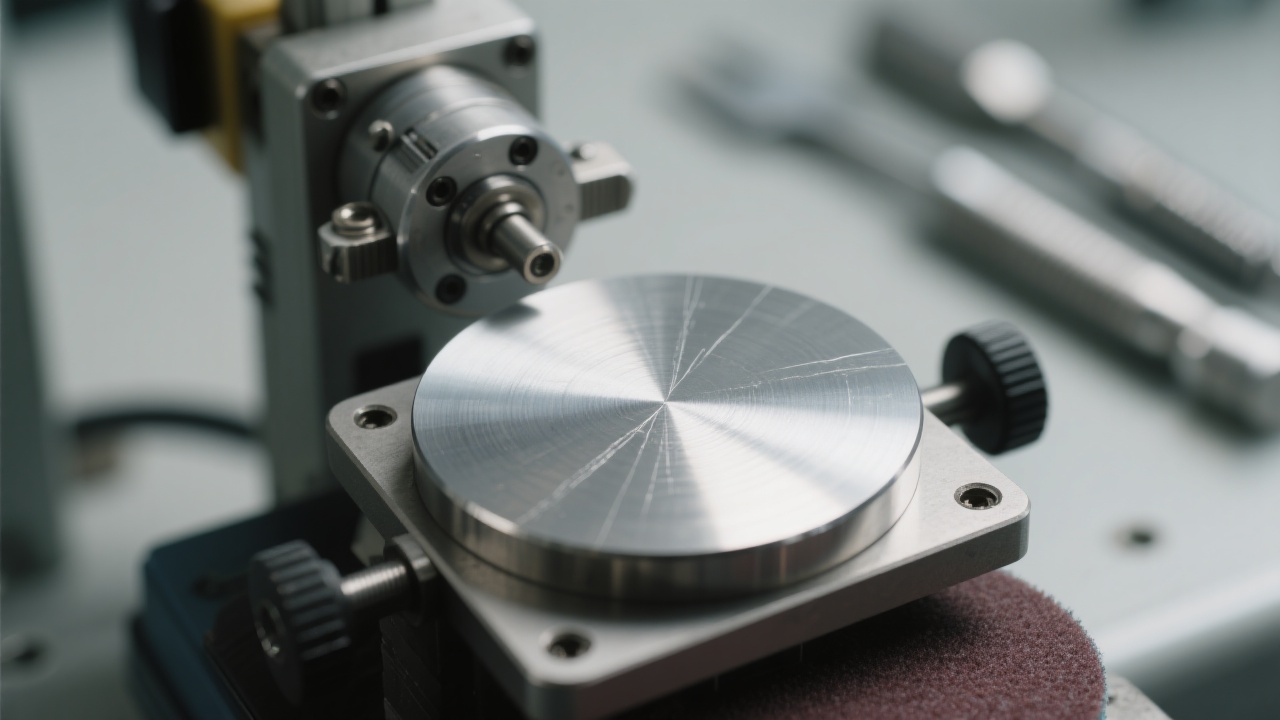 Lab technician operating the MP - 2S double - disc manual grinding and polishing machine