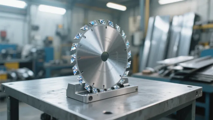 Professional installer adjusting UDS010 diamond blade on a wet saw, with water flow visible for cooling.