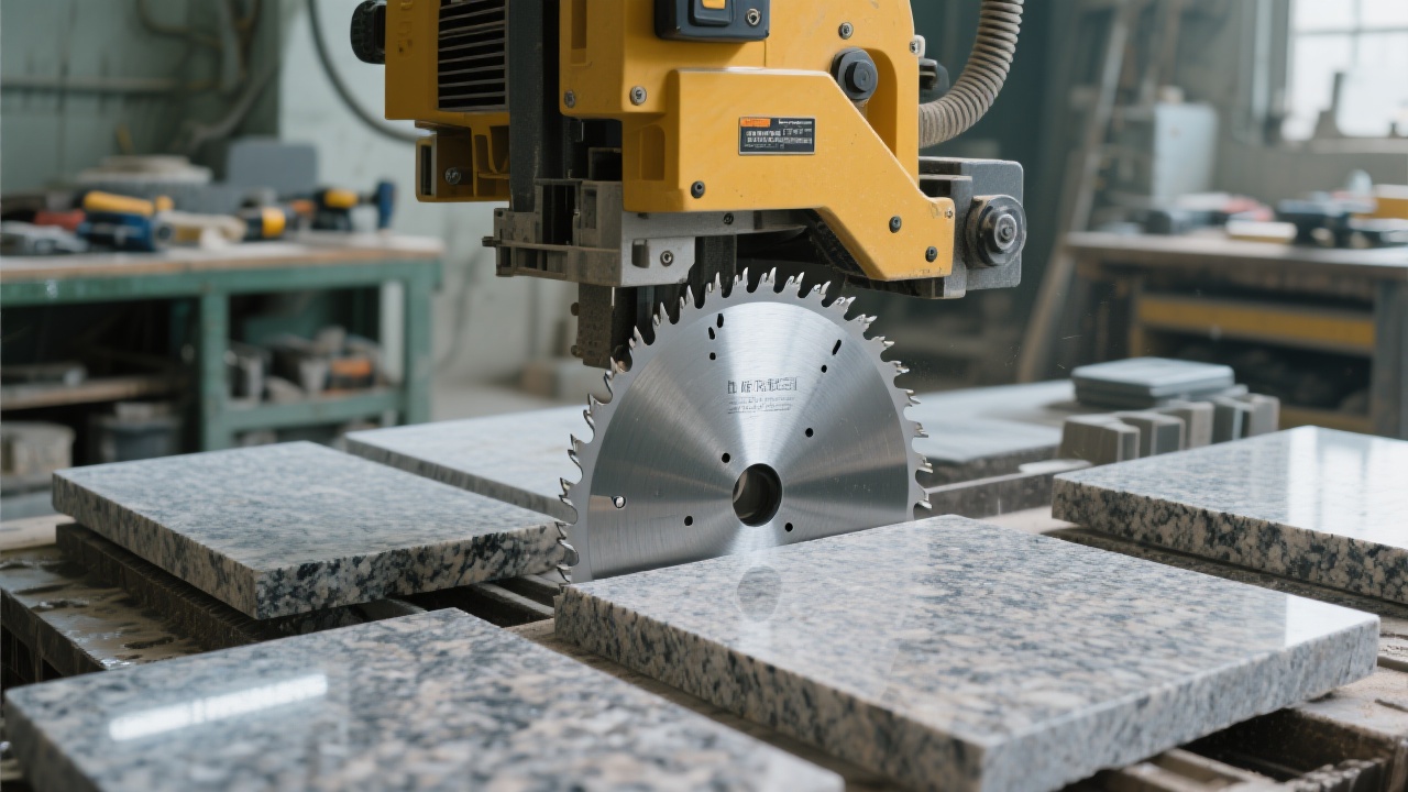 花岗岩切割参数调节与冷却系统优化现场示意图