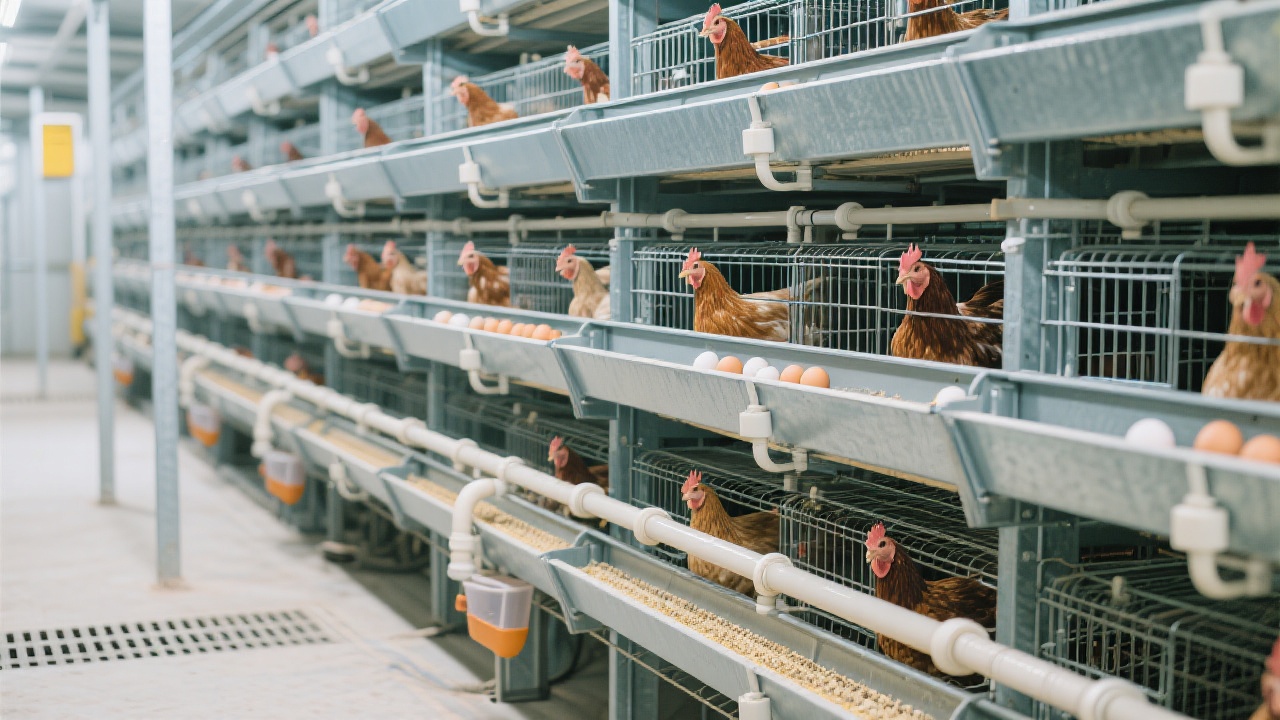 Technical structure diagram of the automated manure cleaning and egg collection system