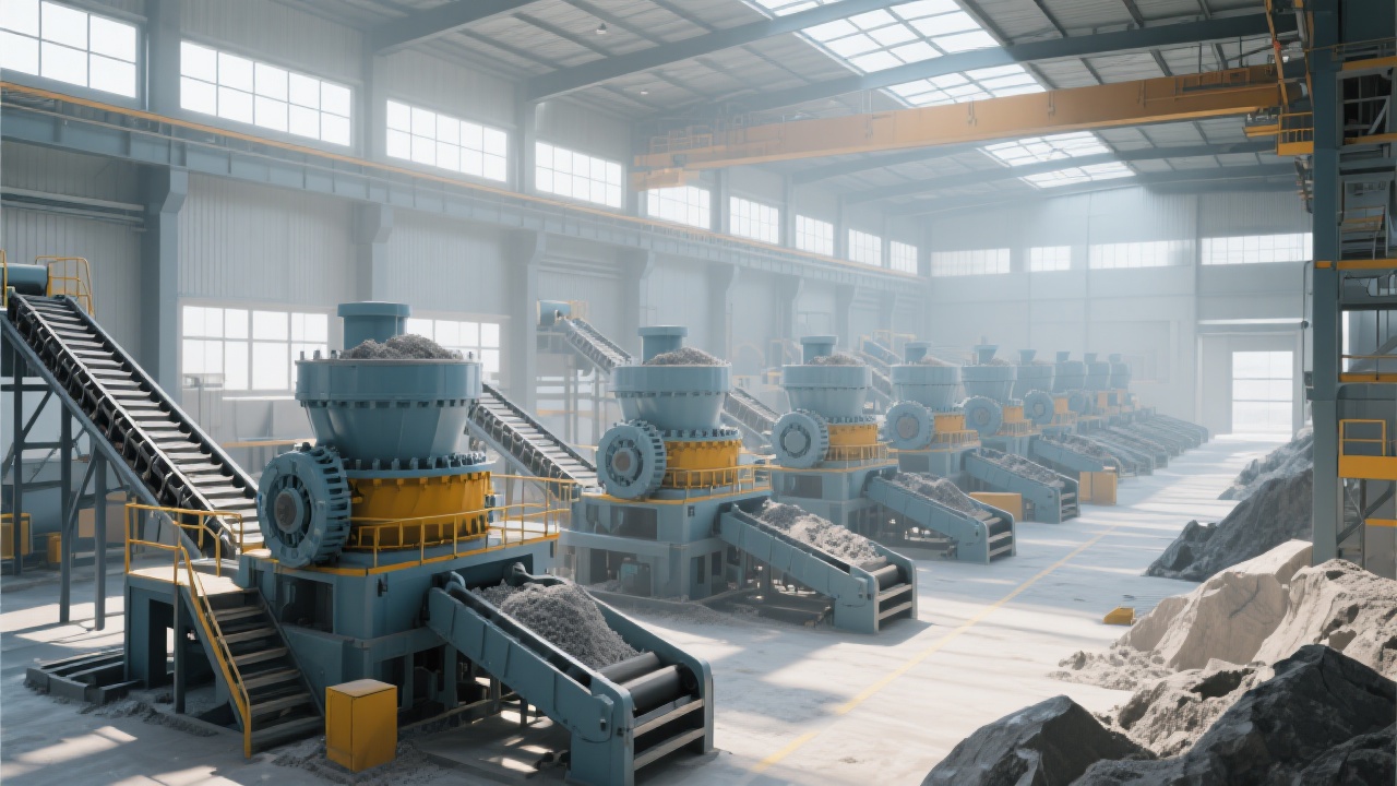 Technician performing dynamic rotor balancing test on impact crusher