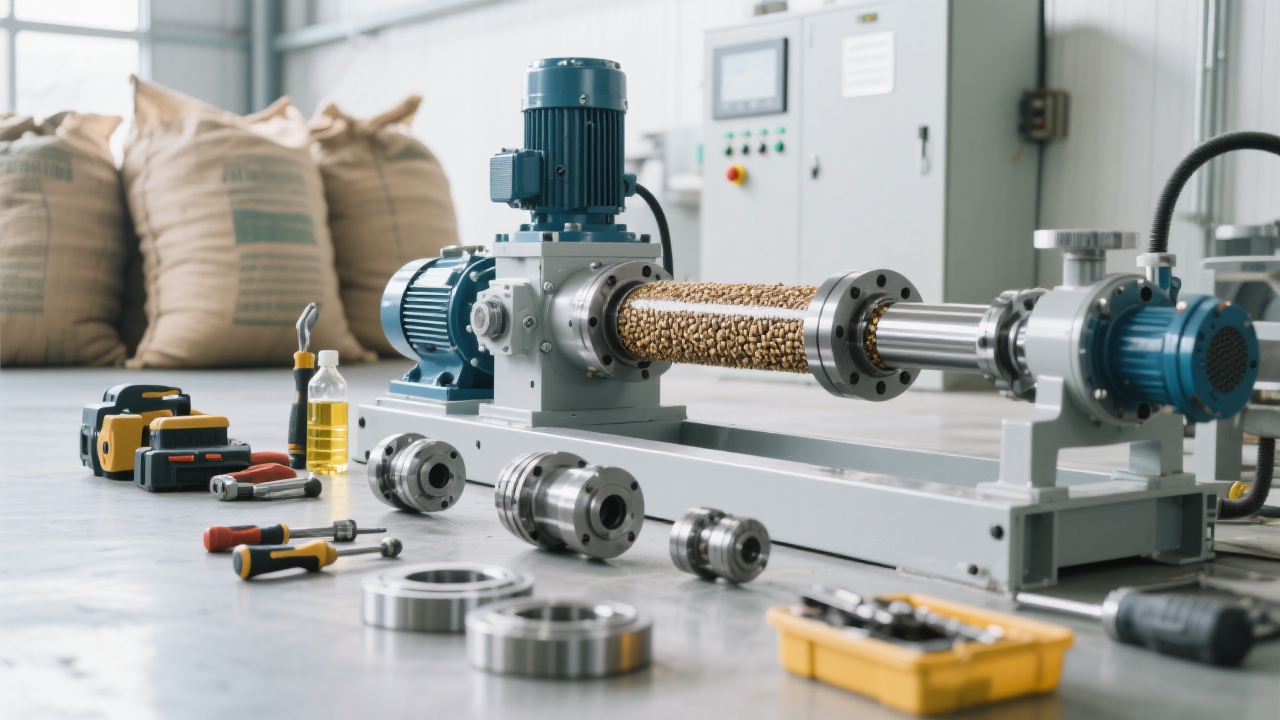 螺旋榨油机常见故障示意，提示设备可能出现的卡滞及泄漏问题