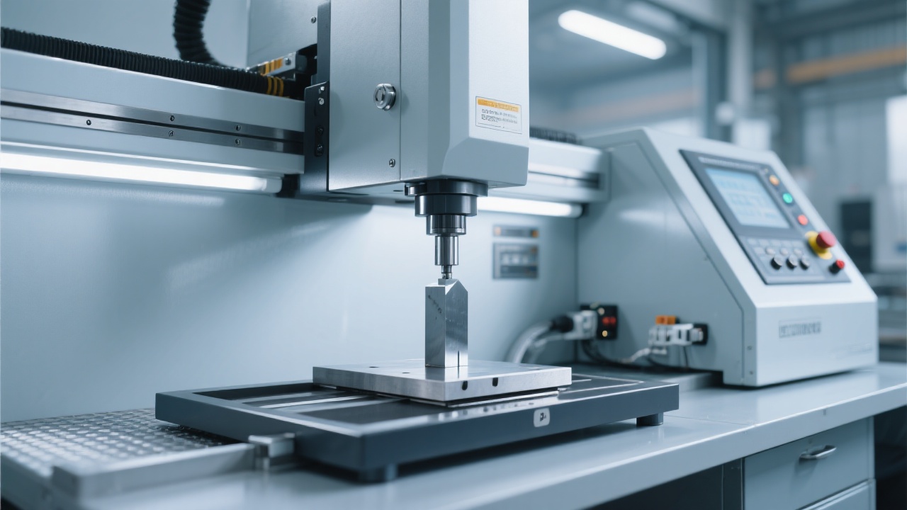 رسم توضيحي لعملية قياس باستخدام جهاز الإحداثيات الثلاثية المتنقلة في بيئة مصنع