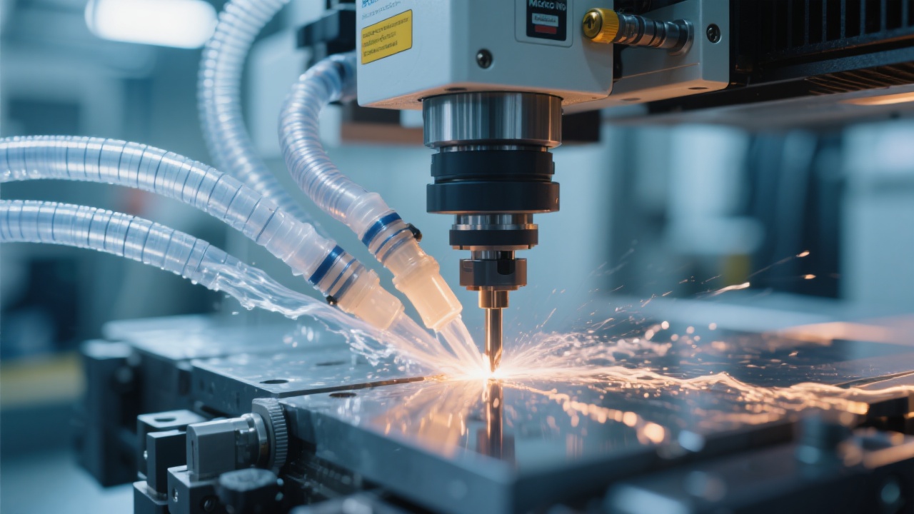 DS-600 cutting machine in action with sample clamped securely and blade moving precisely
