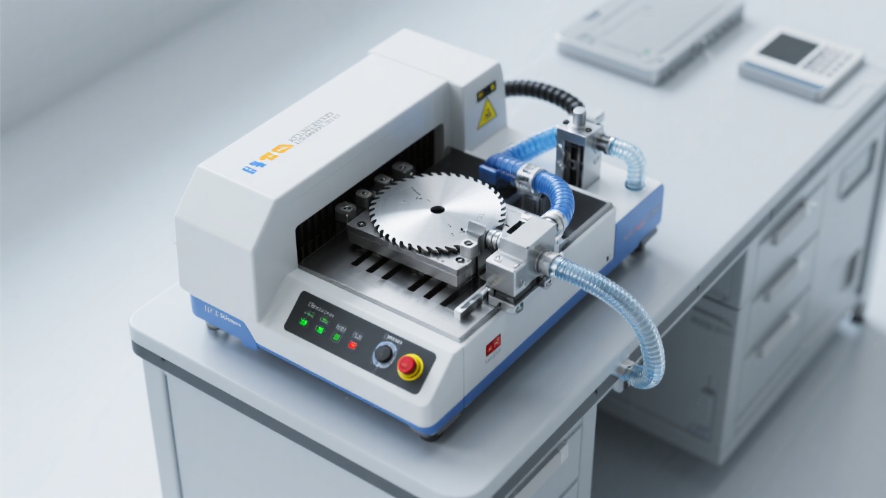 Maintenance checklist for a compact metallographic cut-off machine including coolant tank cleaning and chamber inspection