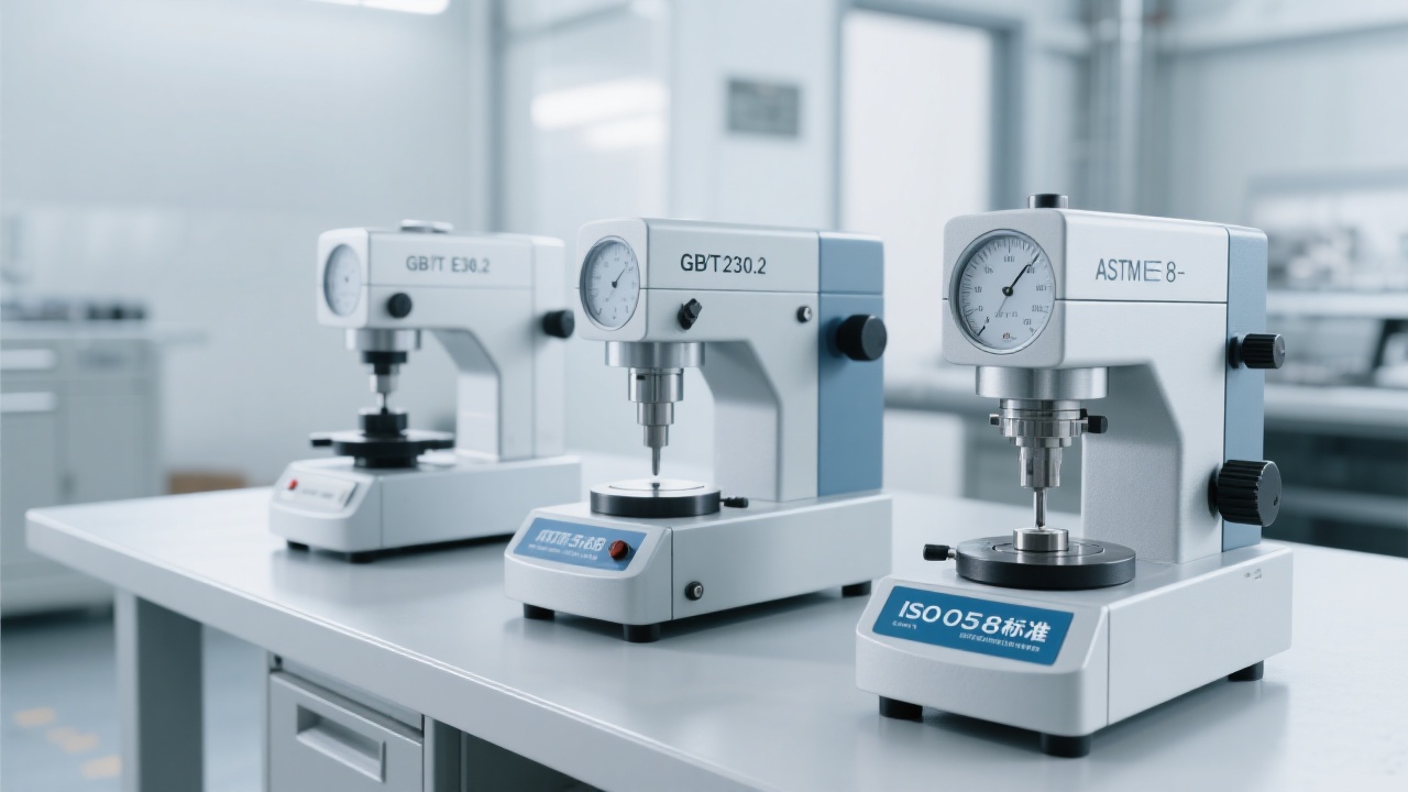 Multi-point Rockwell hardness measurement layout on a non-metal sample with statistical distribution results