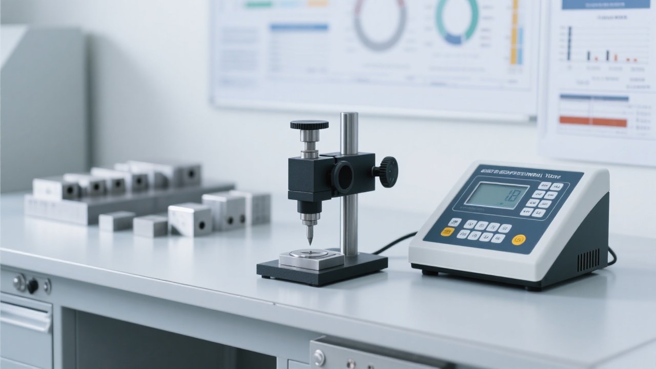 DS-600 high precision cutting machine setup for material testing showing adjustable clamps and motorized spindle
