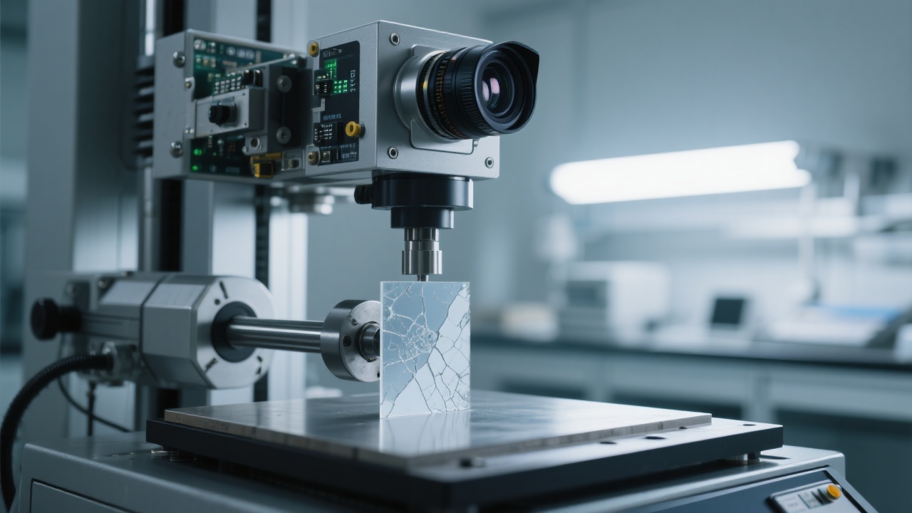 DS-600 cutting machine in action, showing its four adaptive clamps securing a silicon wafer.