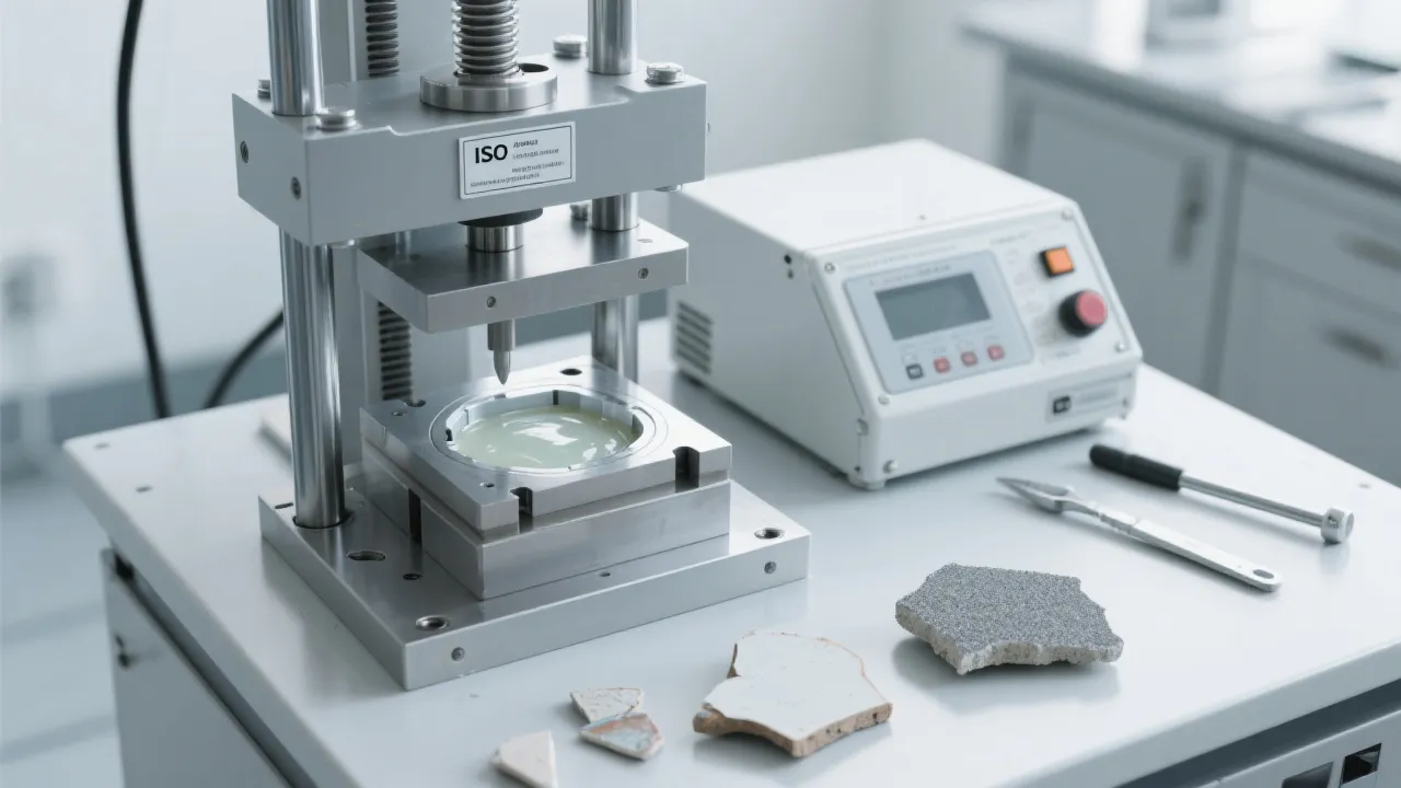 DS-600 High-Precision Four-Clamp Cutting Machine with a ceramic sample