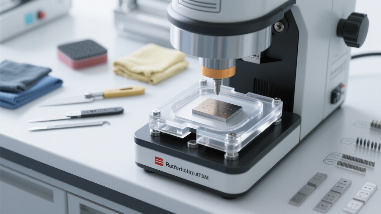 Common metallographic cutting defects such as burn marks, edge chipping, and deformation patterns on sectioned specimens