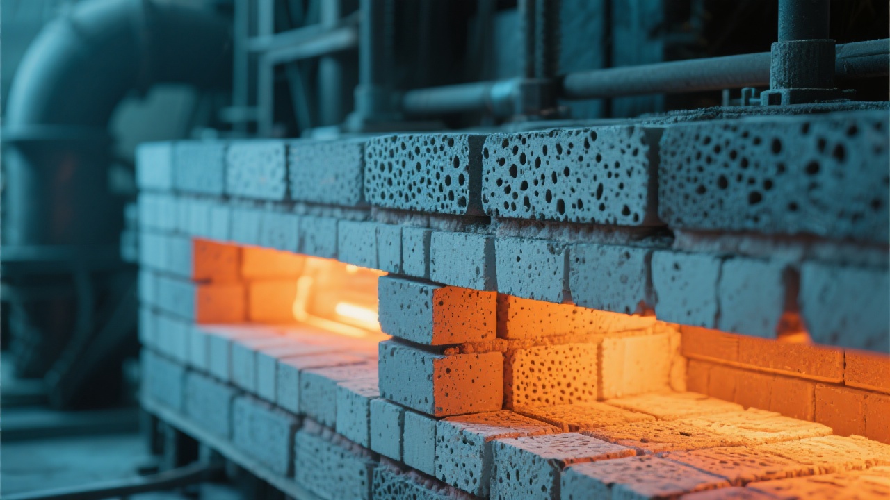 Illustration of common thermal shock crack patterns on refractory brick surface