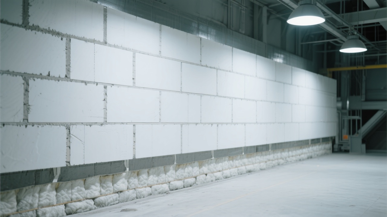 A worker inspecting high - temperature refractory corundum bricks
