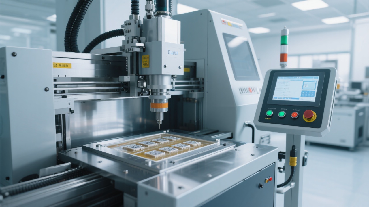 Técnico revisando la máquina de corte metálico