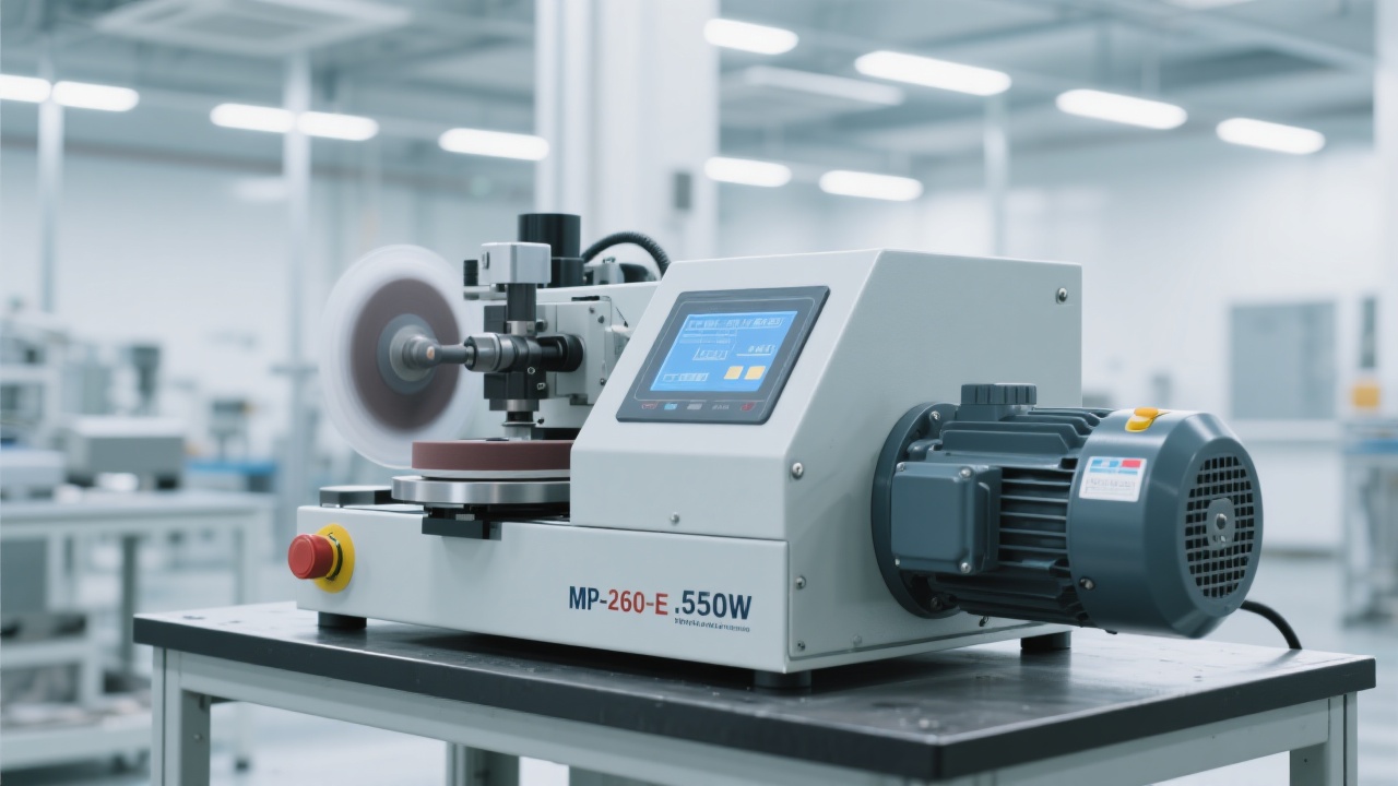 Laboratory metallographic cutting setup showing controlled specimen clamping and coolant-supported cutting for artifact reduction