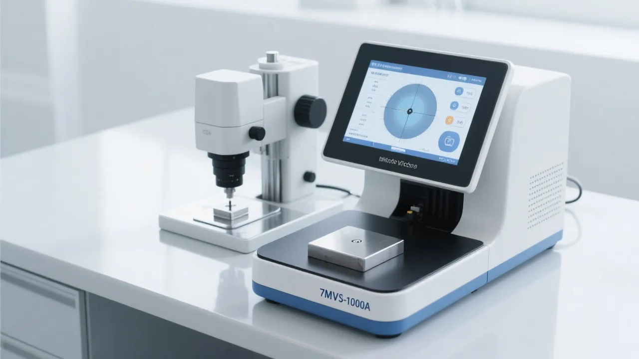 Close-up view of Q-2 manual metallographic cutting machine with reinforced grinding wheel and coolant nozzle visible