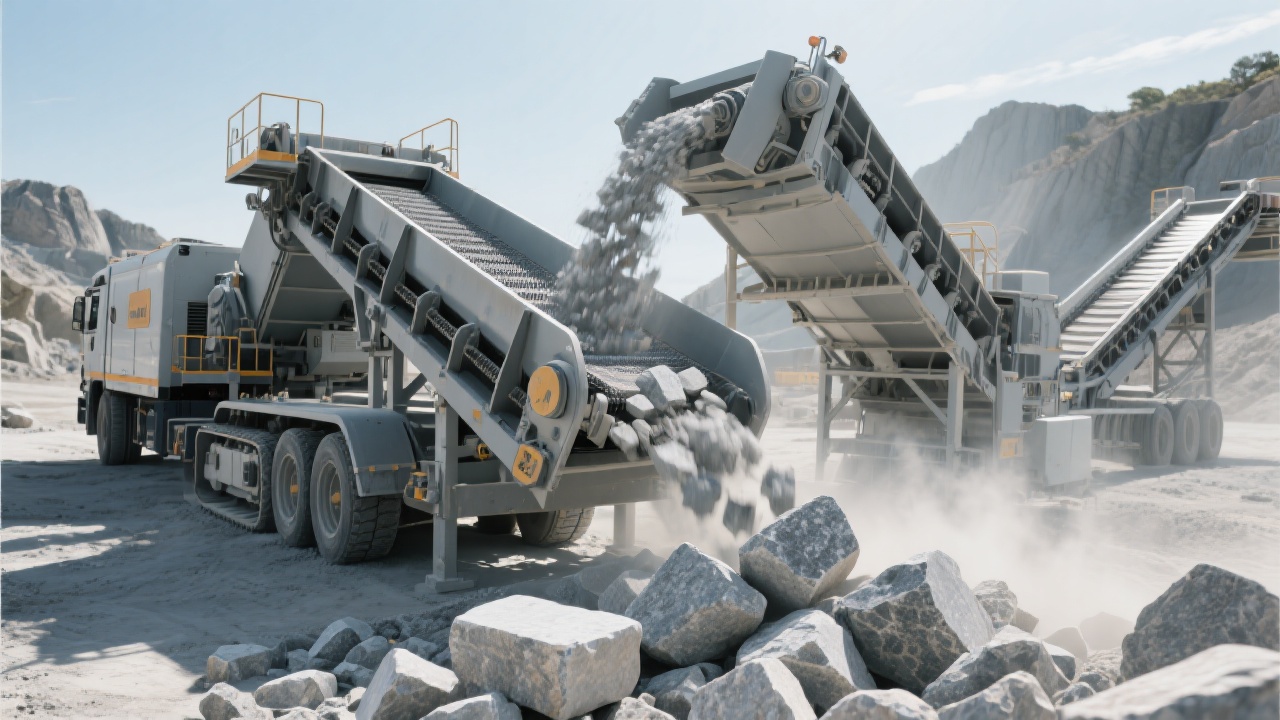 مغذي اهتزازي GF في موقع تكسير متنقل لدعم تغذية أولية مستقرة وعالية الإنتاجية