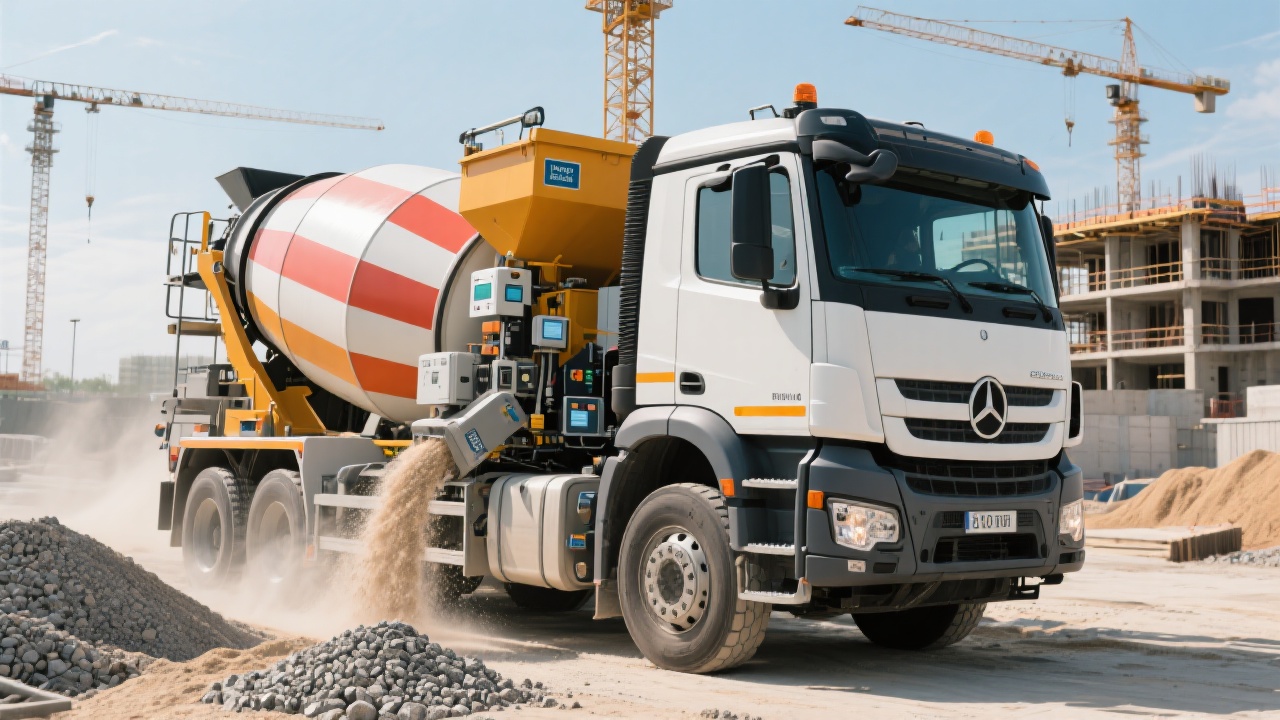 Concrete mixer in construction site