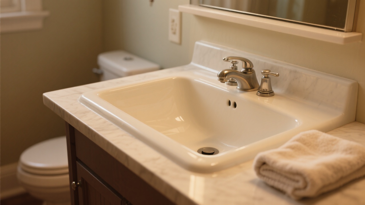 现代酒店浴室配有高品质陶瓷双壁挂式洗手盆，带有生态认证标签