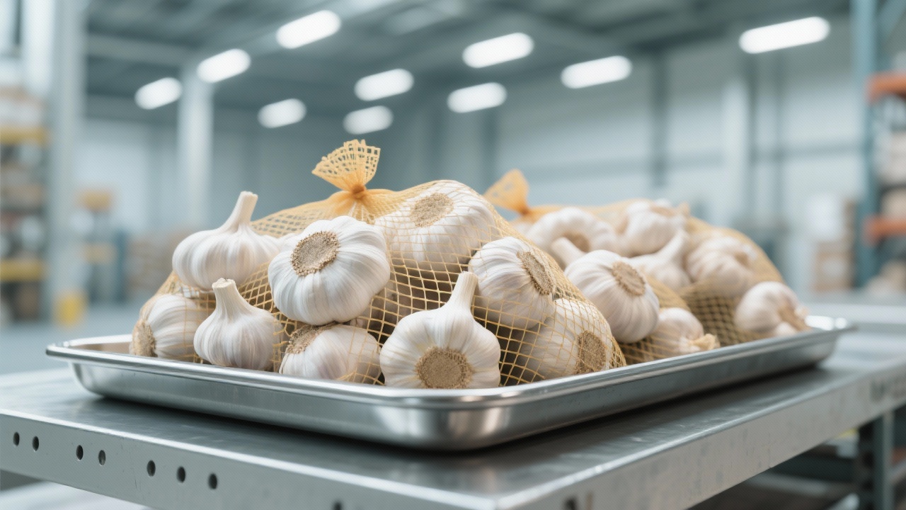 Knoblauchfeld mit modernen Anbaumethoden