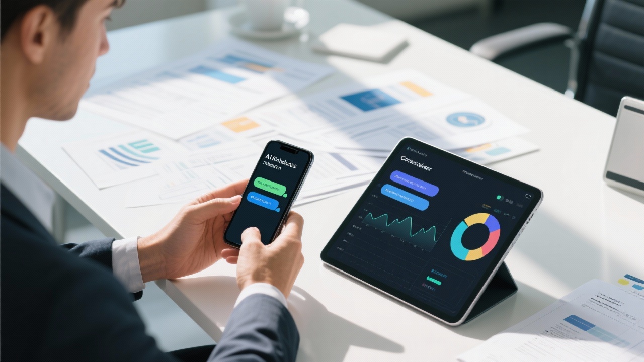 AI建站平台与CRM、数据分析工具集成示意图