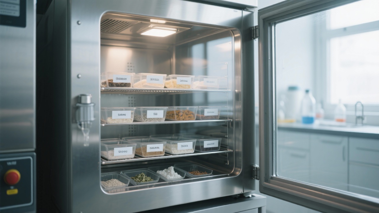 صورة لجهاز تجفيف تحت الفراغ مزود بنظام تحكم PID مع شاشة رقمية