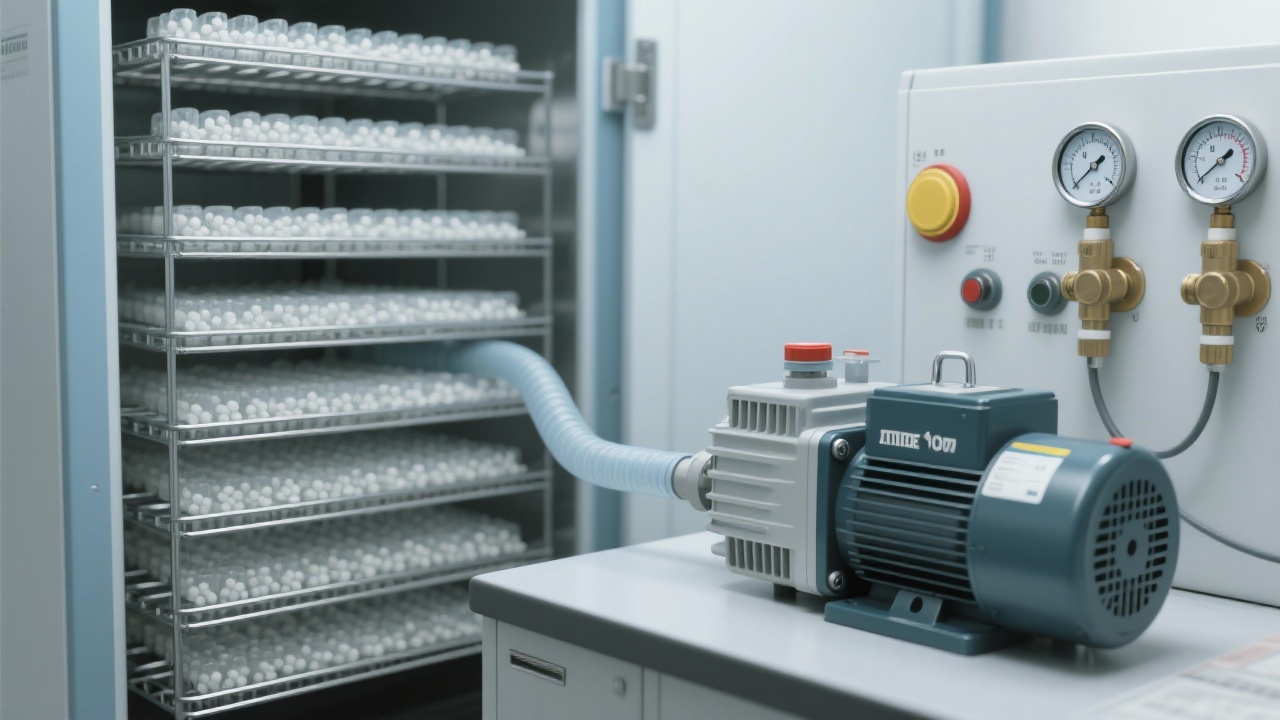 真空干燥箱内部结构示意图，展示加热板、真空腔体和温控探头布局