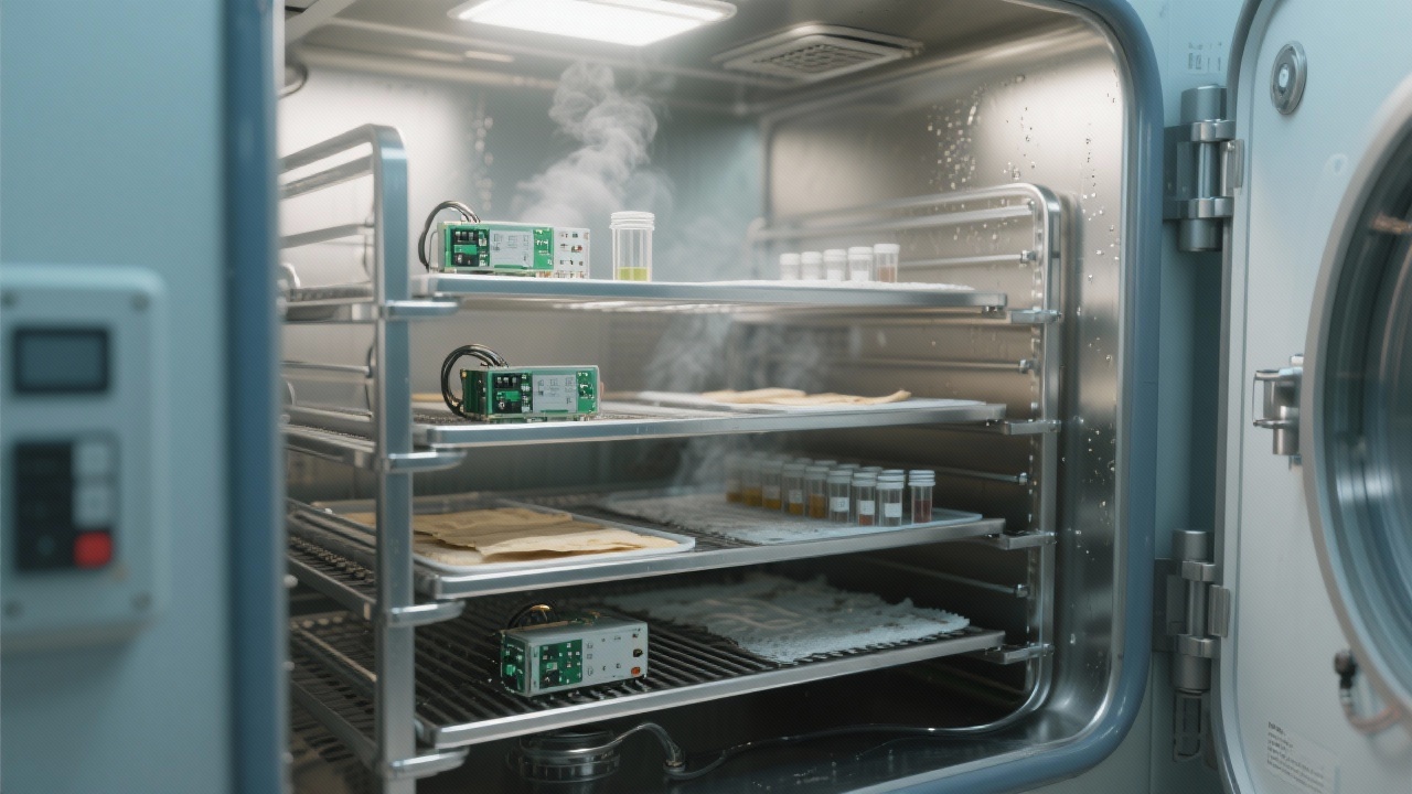 Interface táctil del secador DZ-2BCII mostrando un programa de secado programado para componentes electrónicos