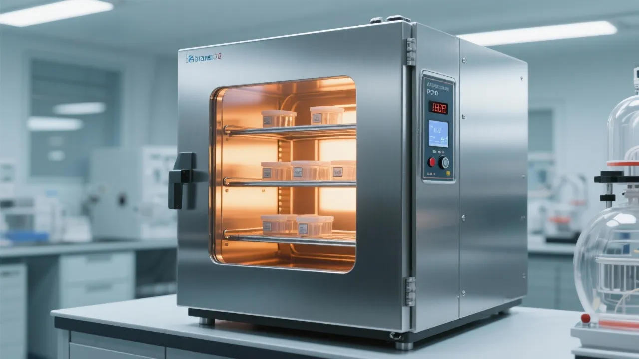 DZ-2BCII vacuum dryer with digital display showing precise temperature settings